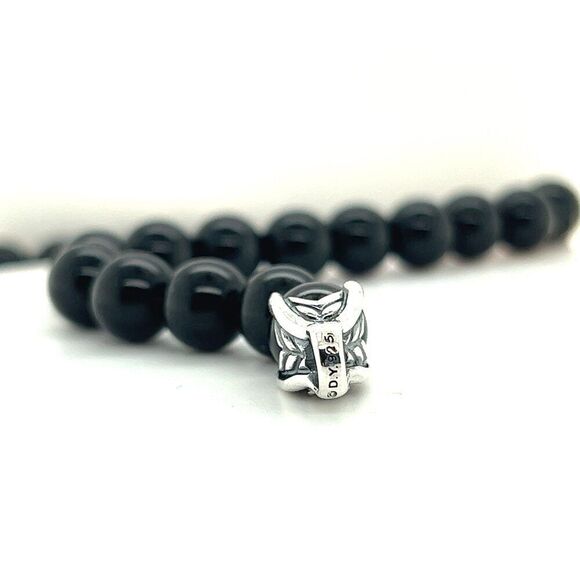 David Yurman Authentic Estate Onyx Spiritual Beads Bracelet 8.5" Silver DY447 - Picture 9 of 10